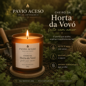 VELA AROMÁTICA 200G - Tem cheiro da horta da vovó.